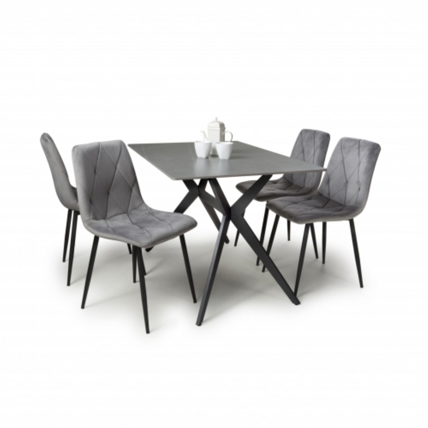 Timor 1.2m Grey And 4 Vernon Grey Dining Set