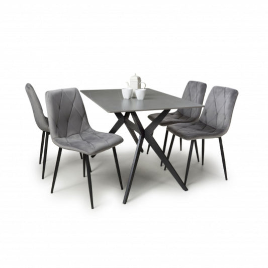 Timor 1.2m Grey And 4 Vernon Grey Dining Set