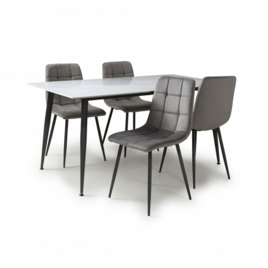 Monaco 1.6m White And 4 Madison Grey Dining Set