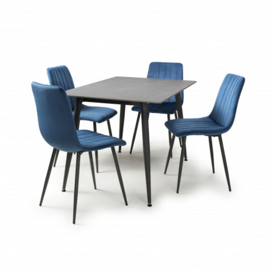 Monaco 1.2m Grey And 4 Lisbon Blue Dining Set