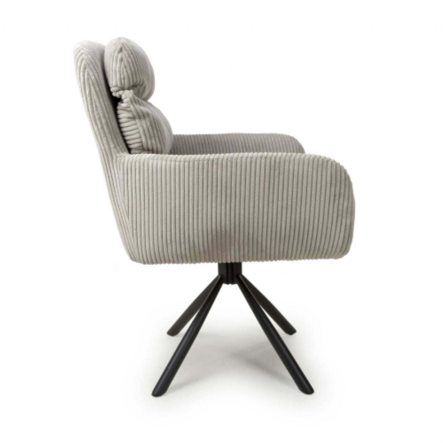Mink Ribbed Corduroy Fabric 180 Degree Swivel Dining Chair