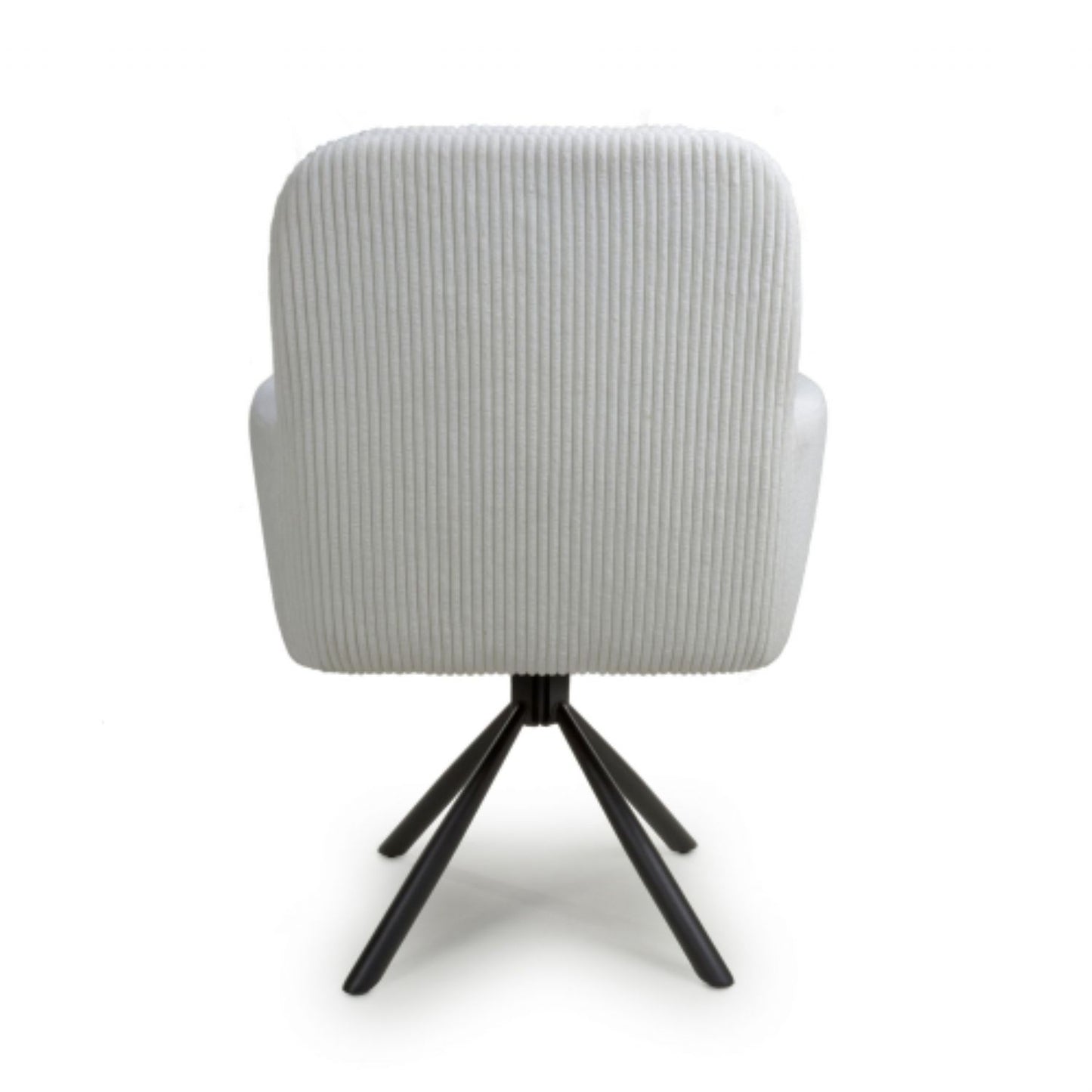 White Ribbed Corduroy Fabric 180 Degree Swivel Dining Chair