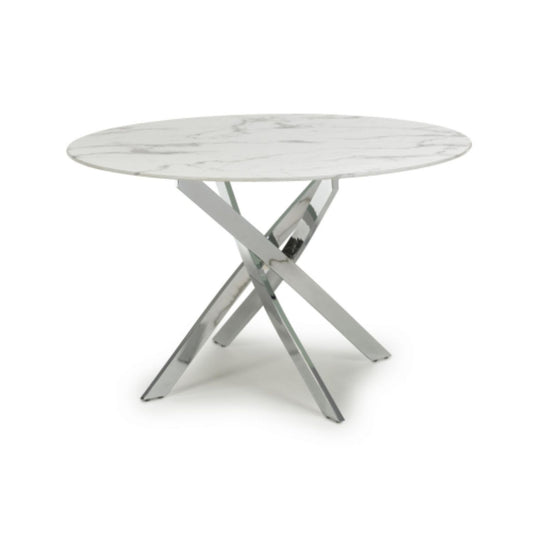 Astoria Round White Chrome Dining Table