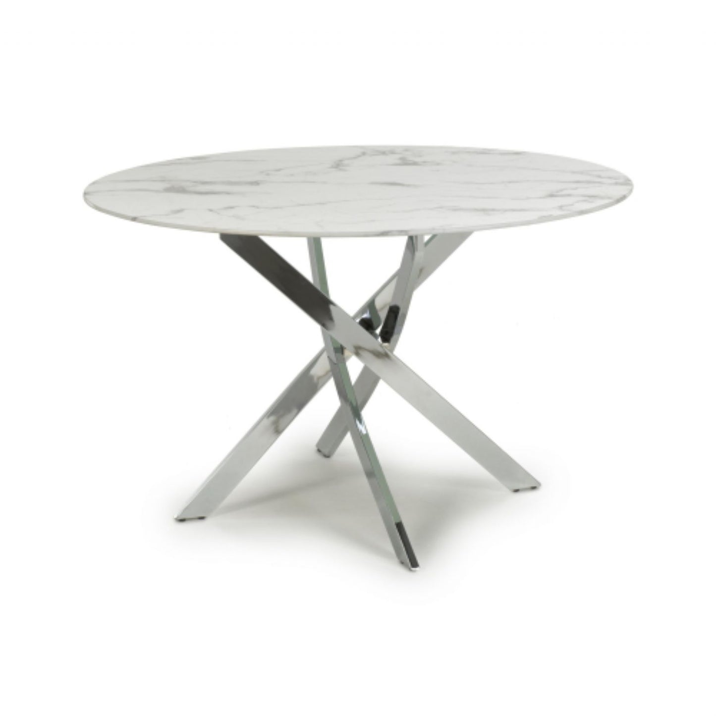 Astoria Round White Chrome Dining Table