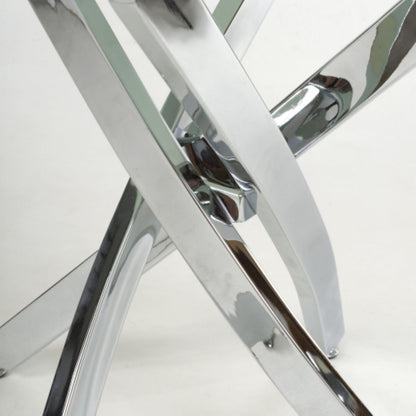 White and Grey Marble Effect Square End Table Chrome Base