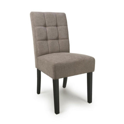 Flax Light Brown Natural Fabric Dining Chair Black Wooden Legs