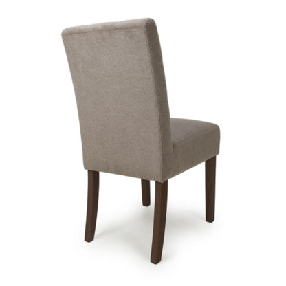 Flax Waffle Light Brown Fabric Dining Chair Walnut Wood Legs