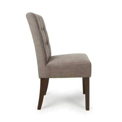 Flax Waffle Light Brown Fabric Dining Chair Walnut Wood Legs