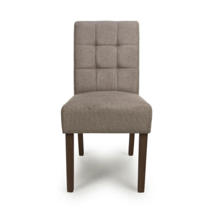 Flax Waffle Light Brown Fabric Dining Chair Walnut Wood Legs