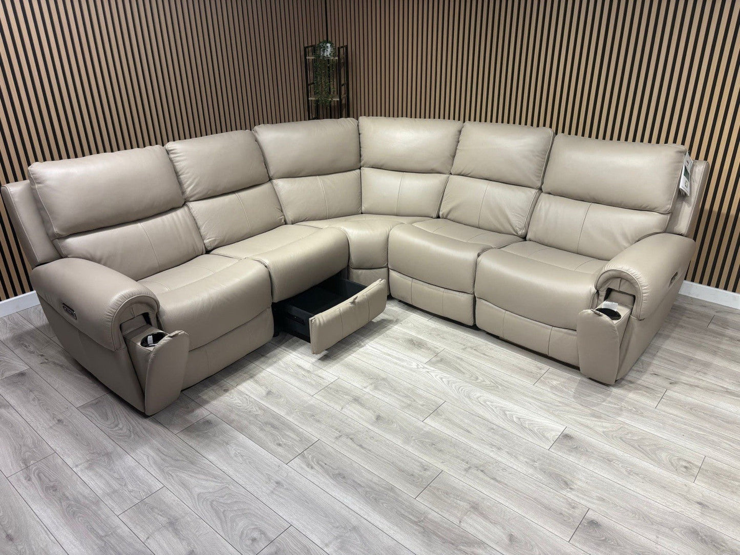 Oak FurnitureLand - Ezra Leather Modular Corner Sofa Power Recliners - RRP £3549