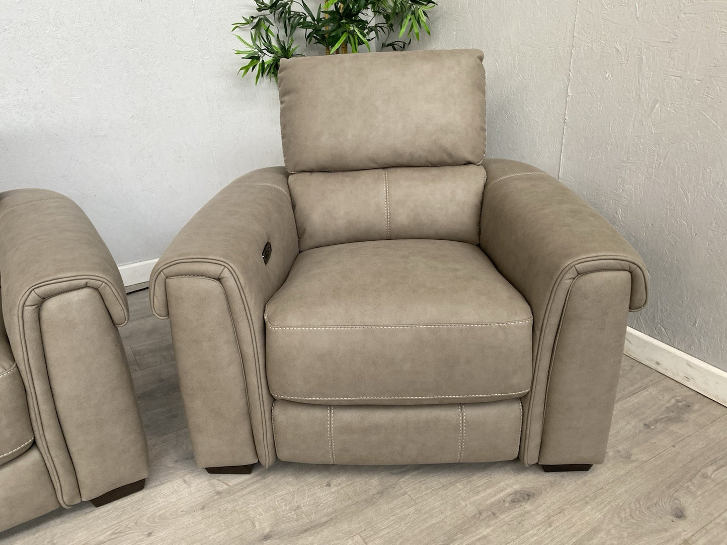 Furniture Village - NIXON Fabric 2 Seater Sofa + 2 x Armchairs, Power Recliner